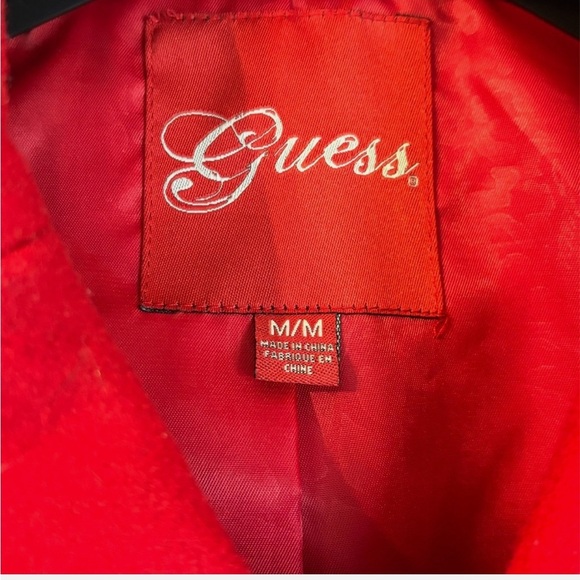 Guess Womens Double Breasted Wool Blend Peacoat Coat Jacket M Red Preppy College - Picture 6 of 7